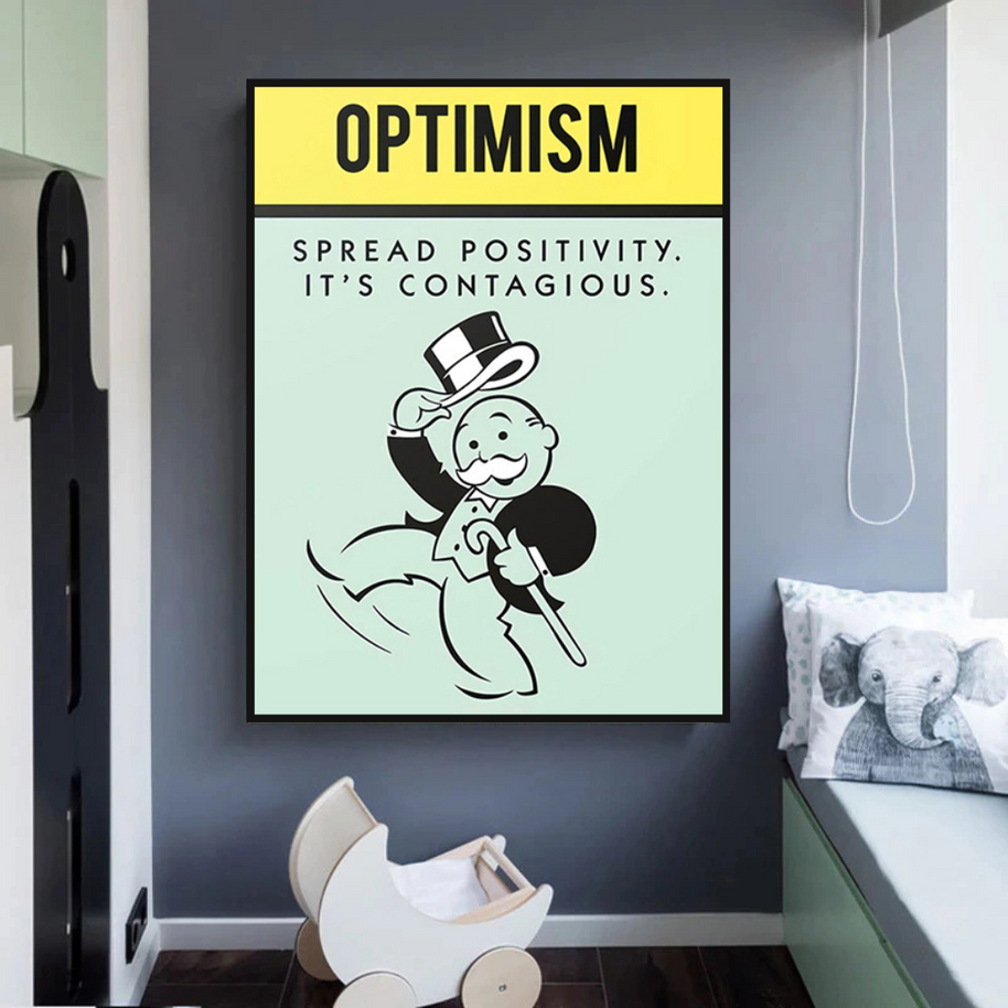 Optimism Spread Positivity: Monopoly Canvas Wall Art-MinimalisticDecor.com