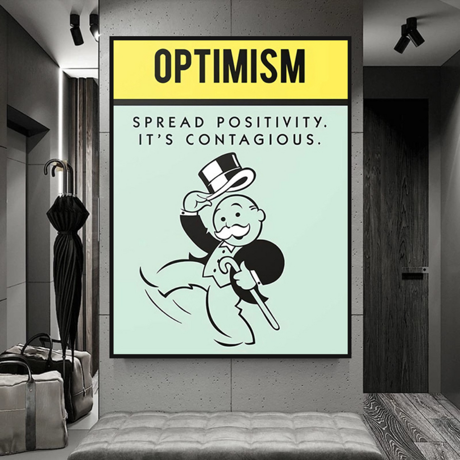 Optimism Spread Positivity: Monopoly Canvas Wall Art-MinimalisticDecor.com