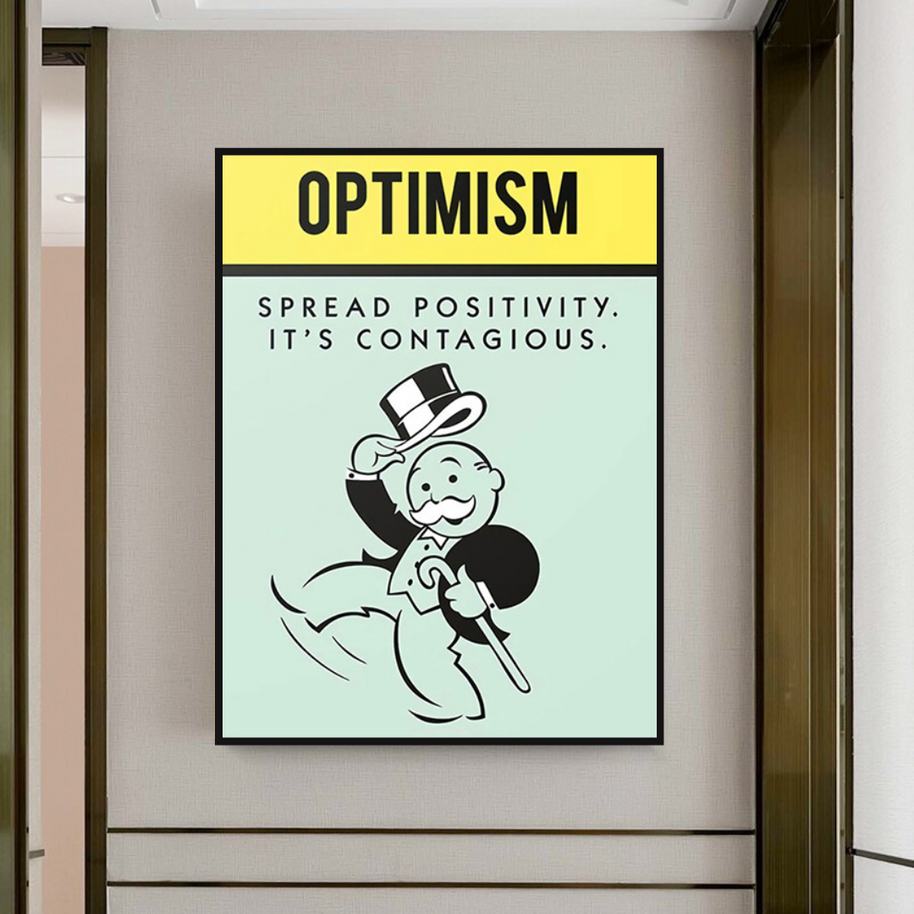 Optimism Spread Positivity: Monopoly Canvas Wall Art-MinimalisticDecor.com