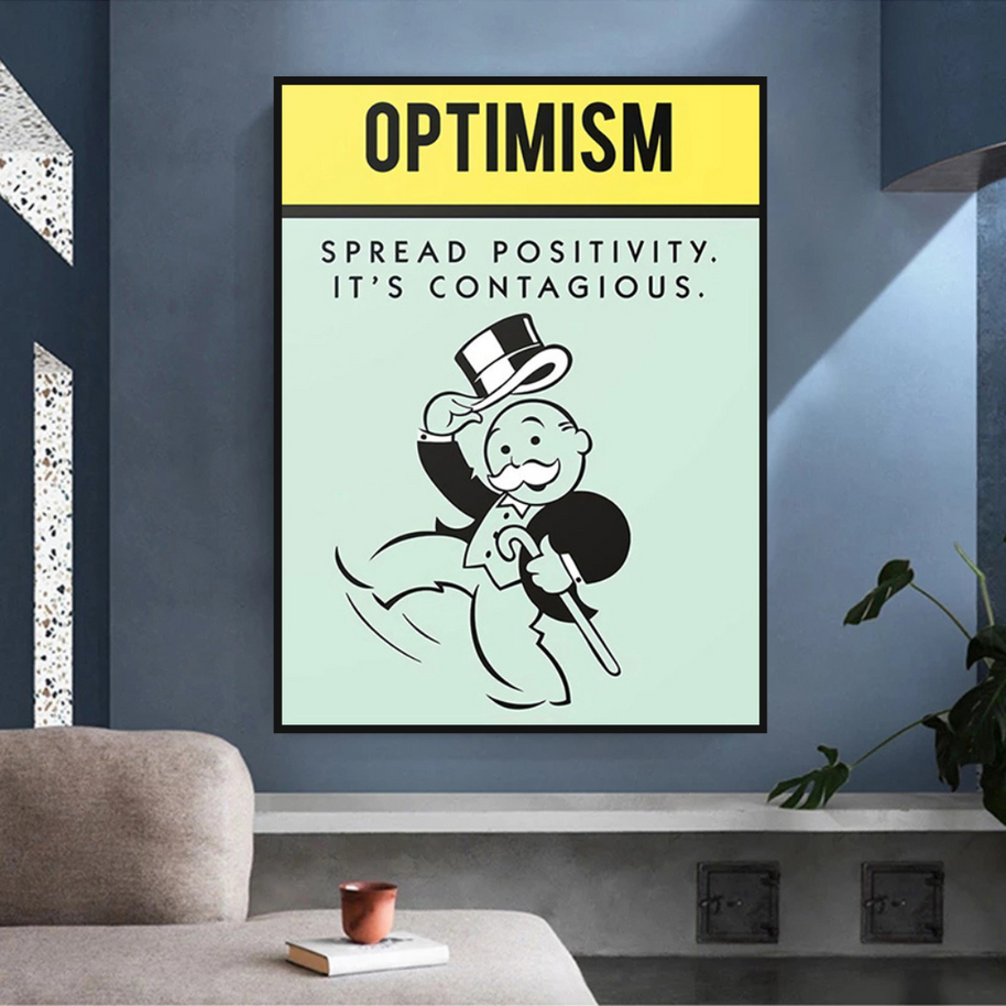 Optimism Spread Positivity: Monopoly Canvas Wall Art-MinimalisticDecor.com