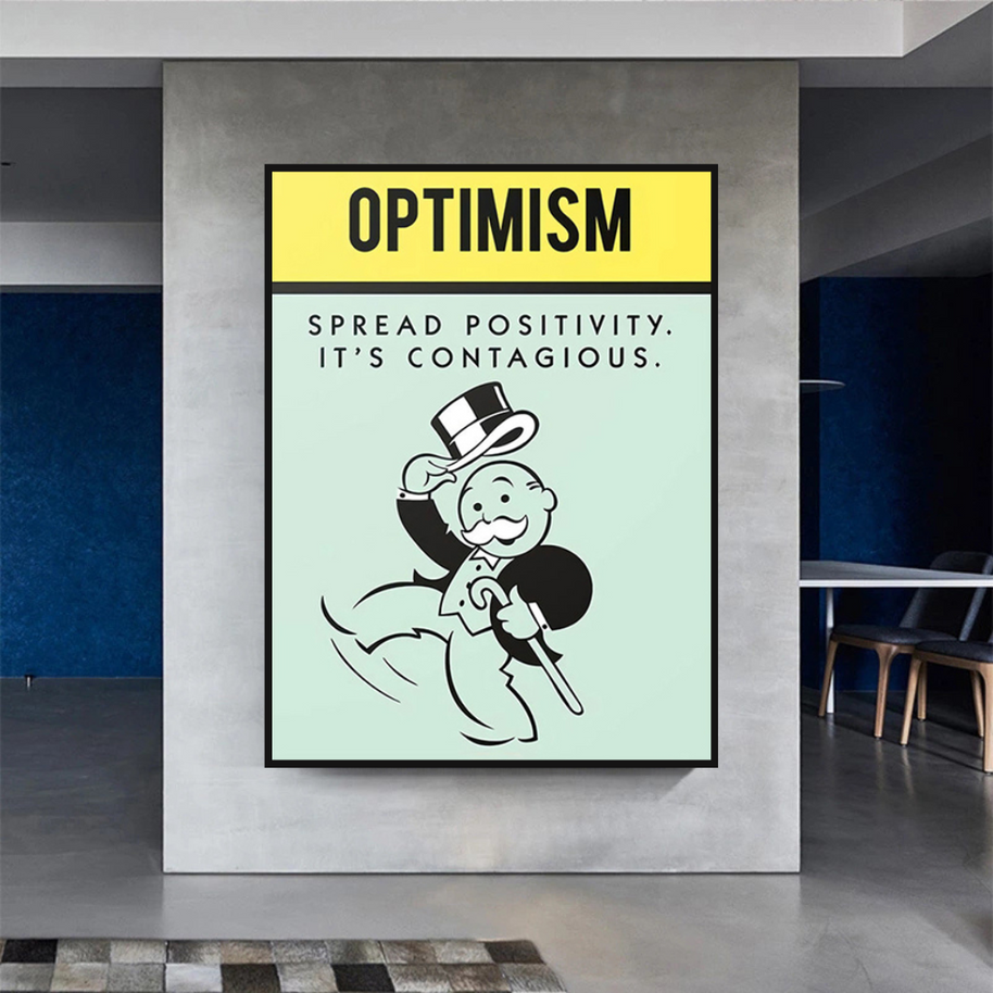 Optimism Spread Positivity: Monopoly Canvas Wall Art-MinimalisticDecor.com