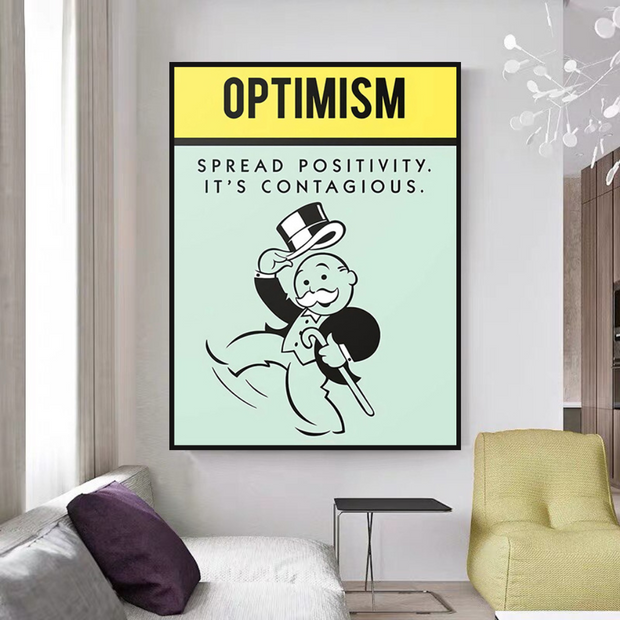 Optimism Spread Positivity: Monopoly Canvas Wall Art-MinimalisticDecor.com
