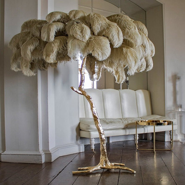 Ostrich Feather Floor Lamp – Elegant and Luxurious Lighting Accent-MinimalisticDecor.com