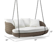 Outdoor Rattan Hanging Daybed with UV Protection – Bamboo Wicker Swing-MinimalisticDecor.com