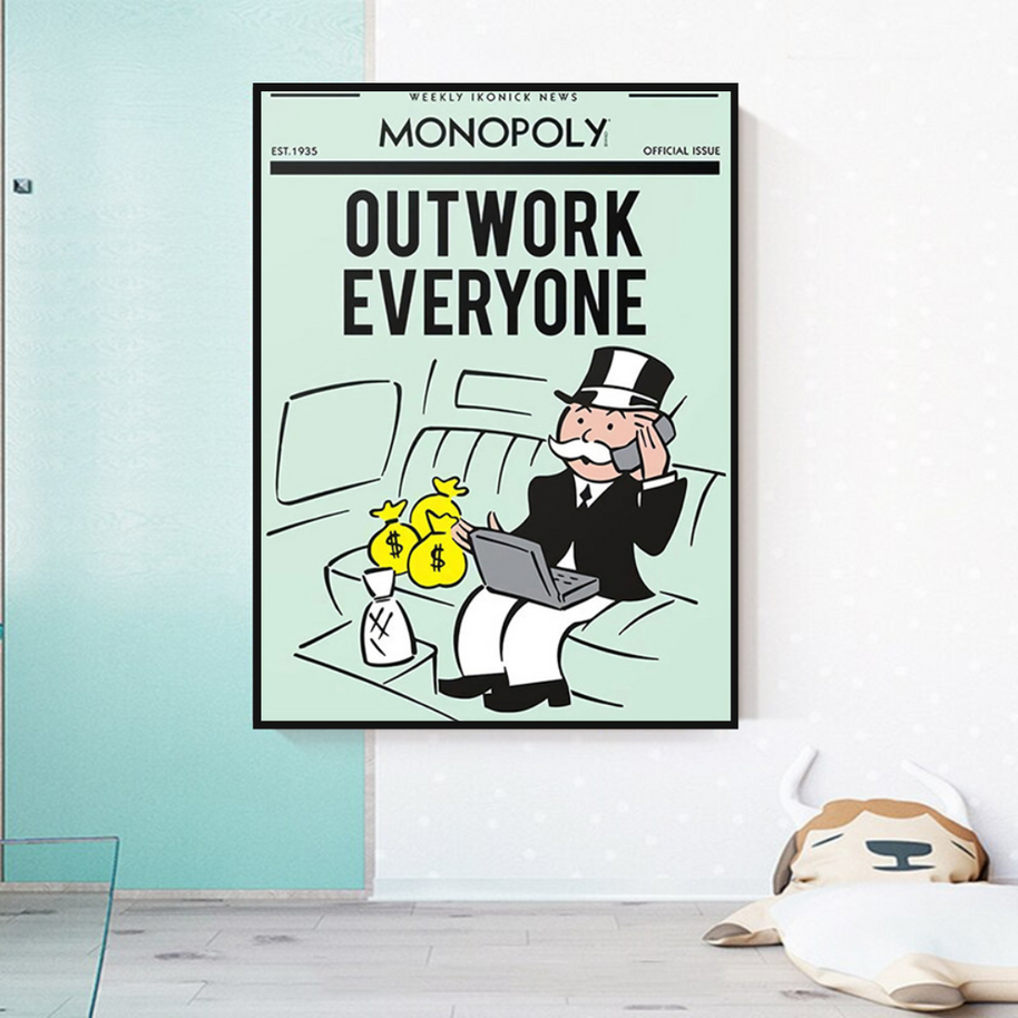 Outwork Everyone: Monopoly Canvas Wall Art-MinimalisticDecor.com