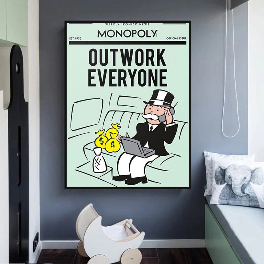 Outwork Everyone: Monopoly Canvas Wall Art-MinimalisticDecor.com