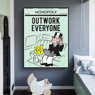 Outwork Everyone: Monopoly Canvas Wall Art-MinimalisticDecor.com