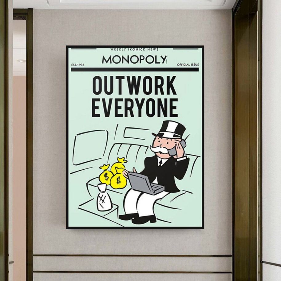 Outwork Everyone: Monopoly Canvas Wall Art-MinimalisticDecor.com