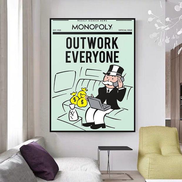 Outwork Everyone: Monopoly Canvas Wall Art-MinimalisticDecor.com