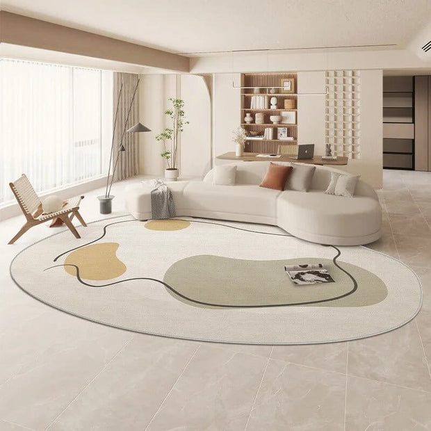 Oval Matisse Crystal Velvet Abstract Greyish Linear Rug: Artistic Elegance-MinimalisticDecor.com
