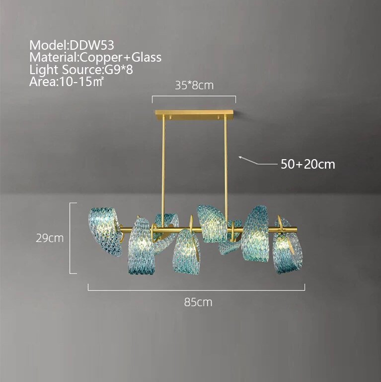 Peacock Blue Glass Chandelier: Stunning Lighting Fixtures-MinimalisticDecor.com
