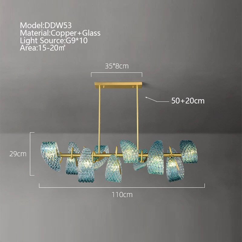 Peacock Blue Glass Chandelier: Stunning Lighting Fixtures-MinimalisticDecor.com