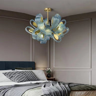 Peacock Blue Glass Chandelier: Stunning Lighting Fixtures-MinimalisticDecor.com