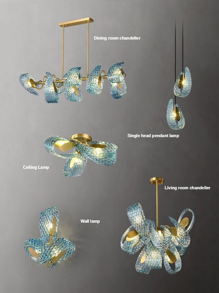 Peacock Blue Glass Chandelier: Stunning Lighting Fixtures-MinimalisticDecor.com
