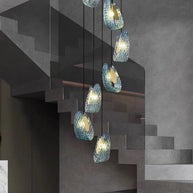 Peacock Blue Glass Chandelier: Stunning Lighting Fixtures-MinimalisticDecor.com