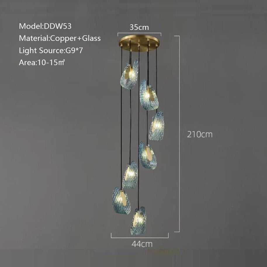 Peacock Blue Glass Chandelier: Stunning Lighting Fixtures-MinimalisticDecor.com