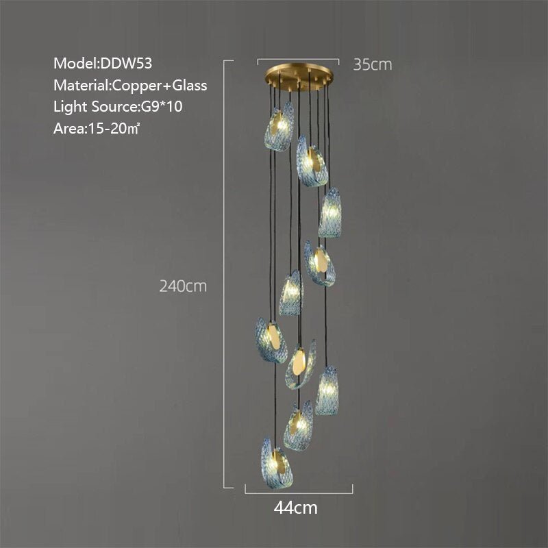 Peacock Blue Glass Chandelier: Stunning Lighting Fixtures-MinimalisticDecor.com