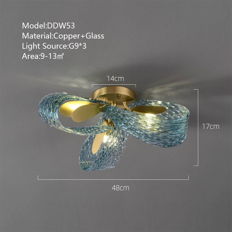 Peacock Blue Glass Chandelier: Stunning Lighting Fixtures-MinimalisticDecor.com