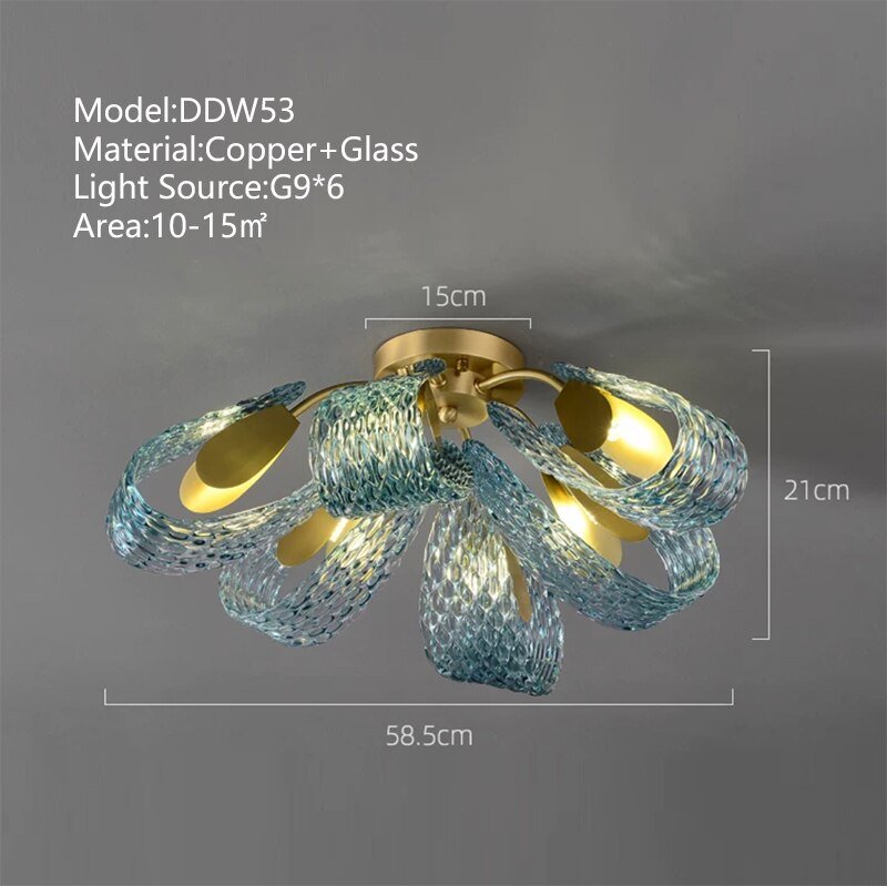 Peacock Blue Glass Chandelier: Stunning Lighting Fixtures-MinimalisticDecor.com