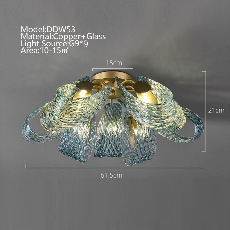 Peacock Blue Glass Chandelier: Stunning Lighting Fixtures-MinimalisticDecor.com