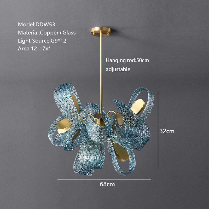 Peacock Blue Glass Chandelier: Stunning Lighting Fixtures-MinimalisticDecor.com