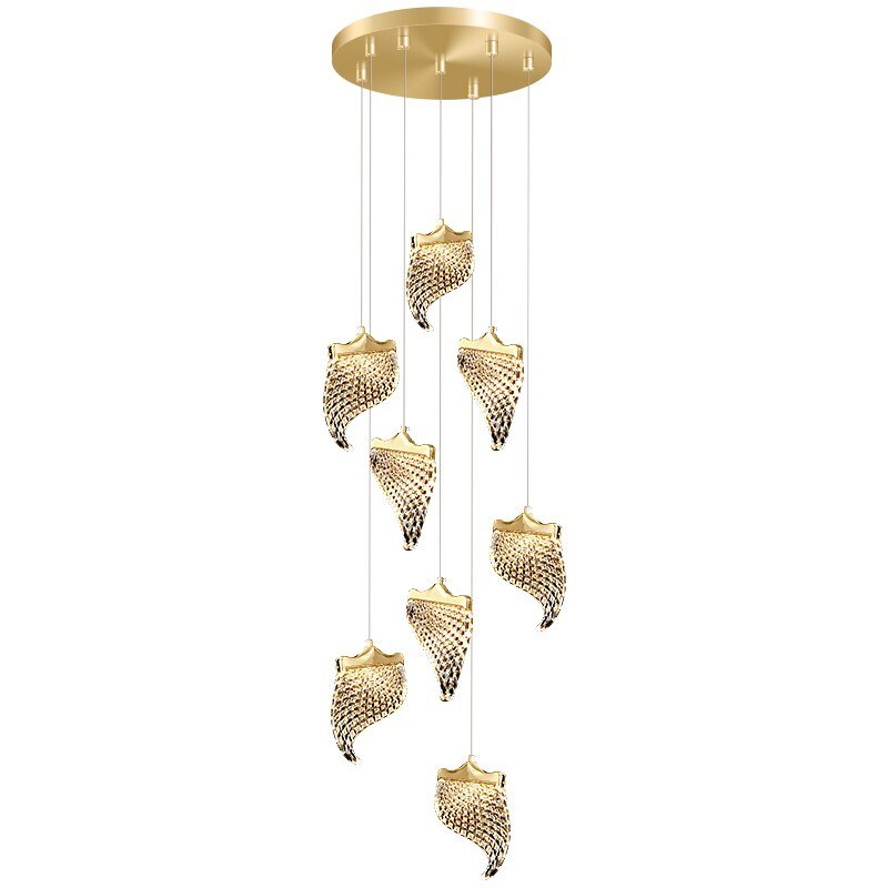 Petals Crystal Staircase Chandelier – Elegant LED Pendant Light for Modern Interiors-MinimalisticDecor.com