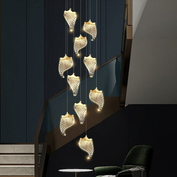 Petals Crystal Staircase Chandelier – Elegant LED Pendant Light for Modern Interiors-MinimalisticDecor.com