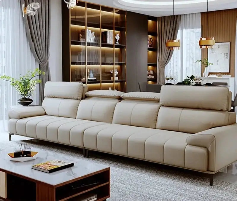 Piano Keys Cream Wind Leather Sofa Set-MinimalisticDecor.com