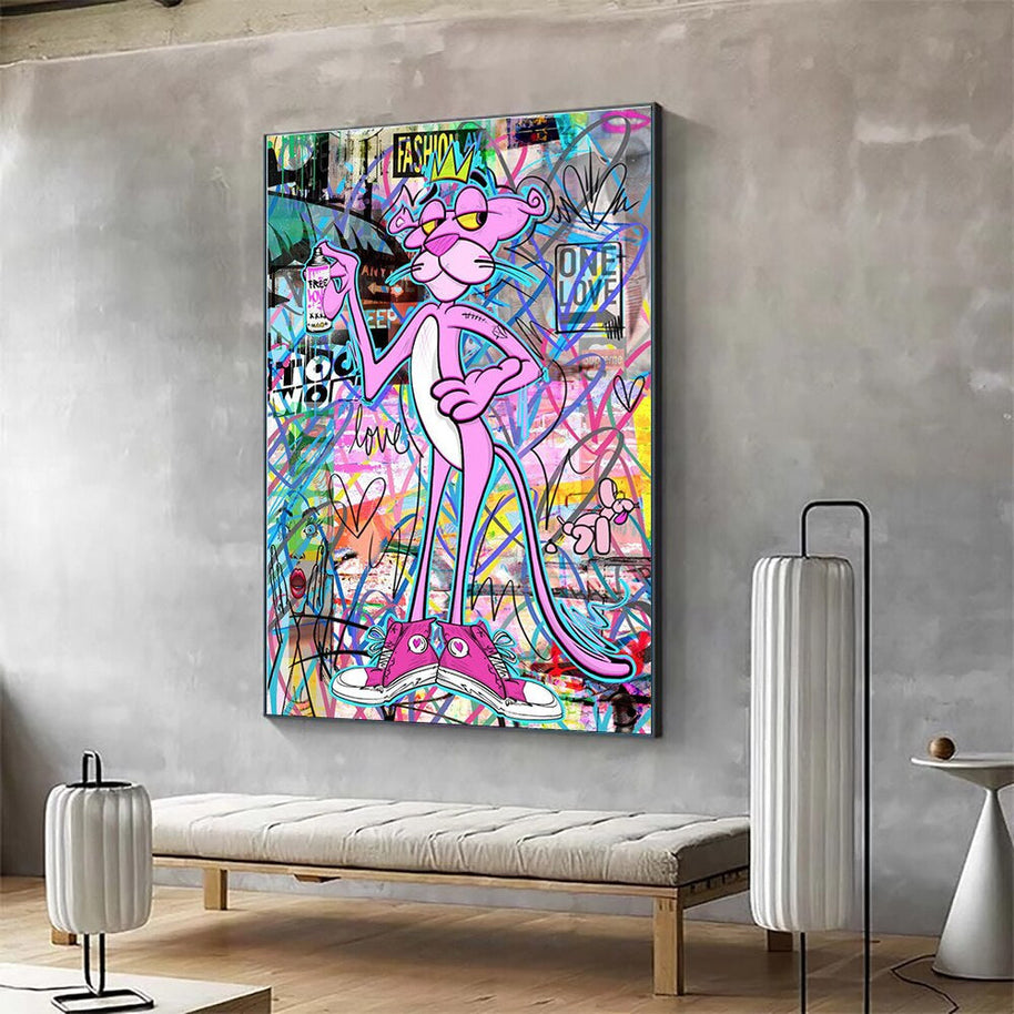 Pink Panther Poster - Vibrant Whimsical Canvas-MinimalisticDecor.com