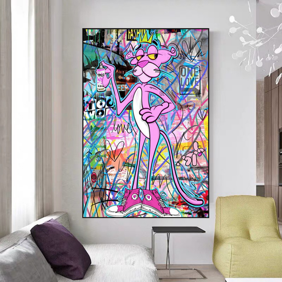 Pink Panther Poster - Vibrant Whimsical Canvas-MinimalisticDecor.com