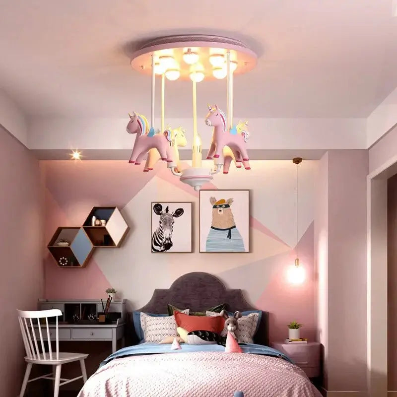 Pony Merry Go Round Pink Ceiling Light-MinimalisticDecor.com