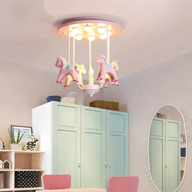 Pony Merry Go Round Pink Ceiling Light-MinimalisticDecor.com