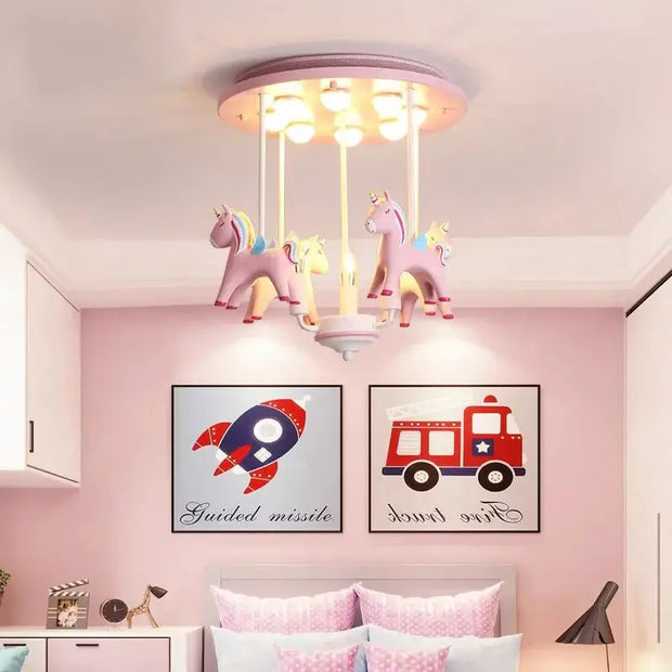 Pony Merry Go Round Pink Ceiling Light-MinimalisticDecor.com
