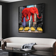 Pop Art Animal Canvas Painting - Elephant and Rhino Wall Art-MinimalisticDecor.com