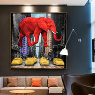 Pop Art Animal Canvas Painting - Elephant and Rhino Wall Art-MinimalisticDecor.com