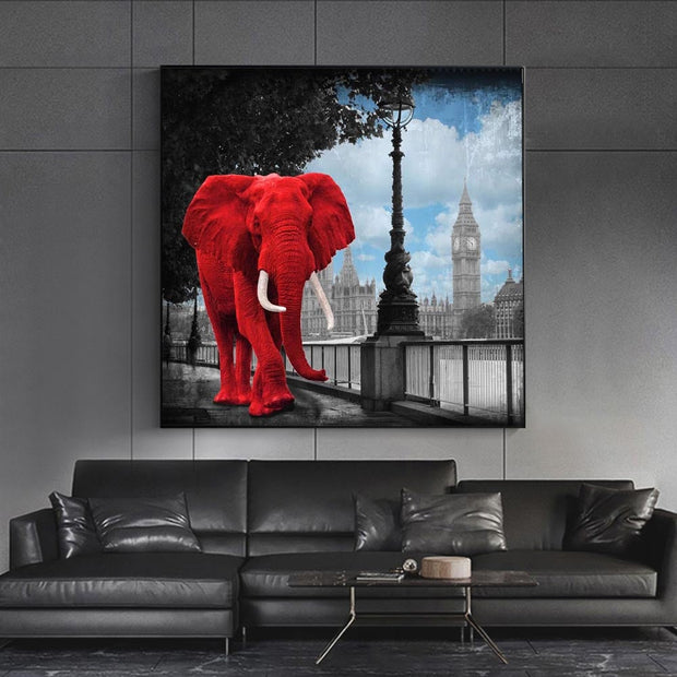 Pop Art Animal Canvas Painting - Elephant and Rhino Wall Art-MinimalisticDecor.com