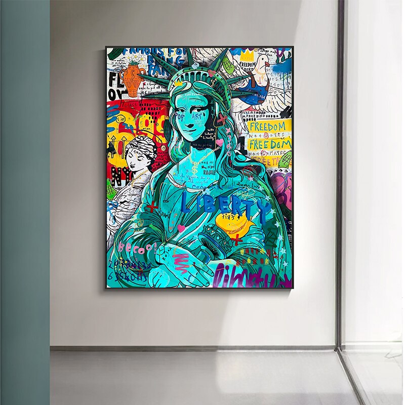 Pop Graffiti Art Statue Of Liberty Canvas Wall Art-MinimalisticDecor.com