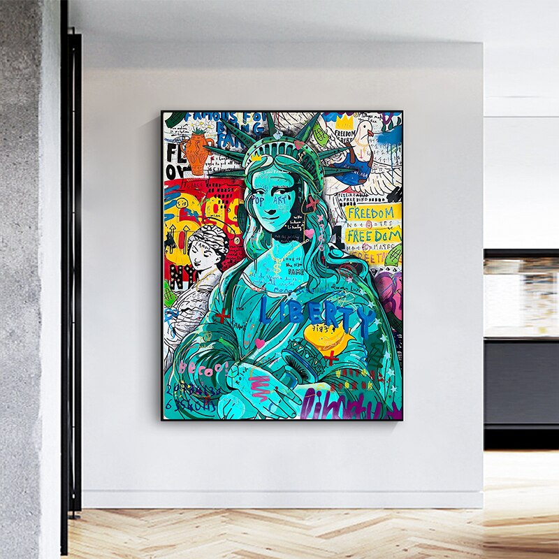 Pop Graffiti Art Statue Of Liberty Canvas Wall Art-MinimalisticDecor.com