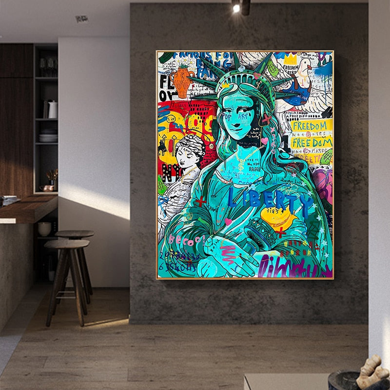 Pop Graffiti Art Statue Of Liberty Canvas Wall Art-MinimalisticDecor.com