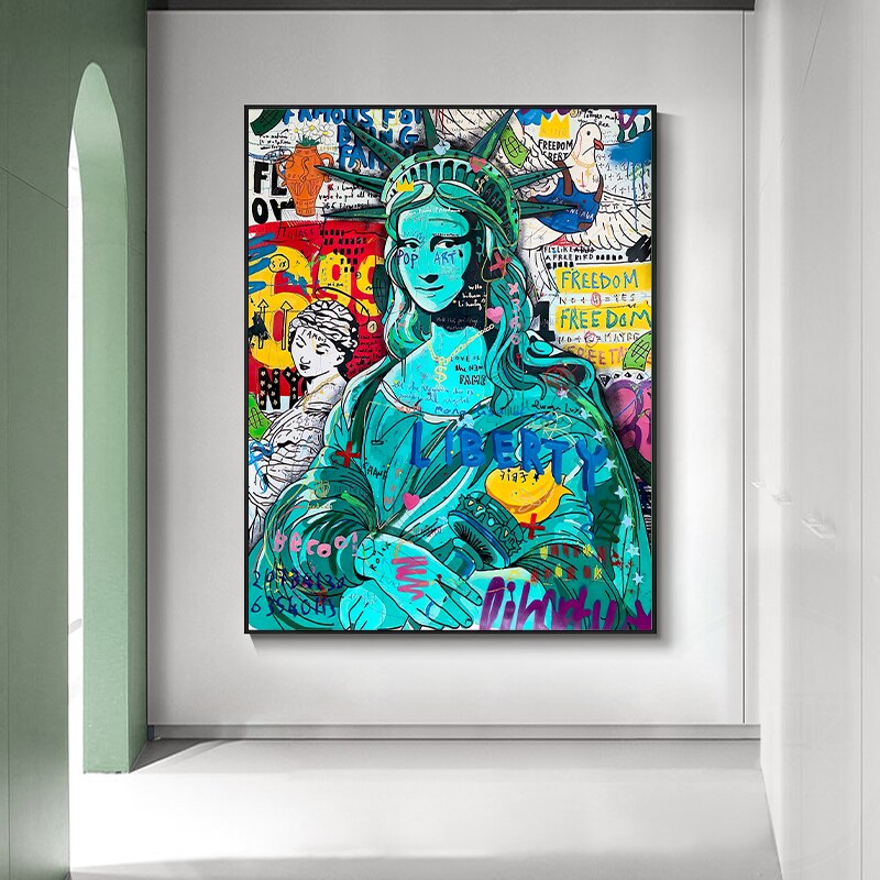 Pop Graffiti Art Statue Of Liberty Canvas Wall Art-MinimalisticDecor.com