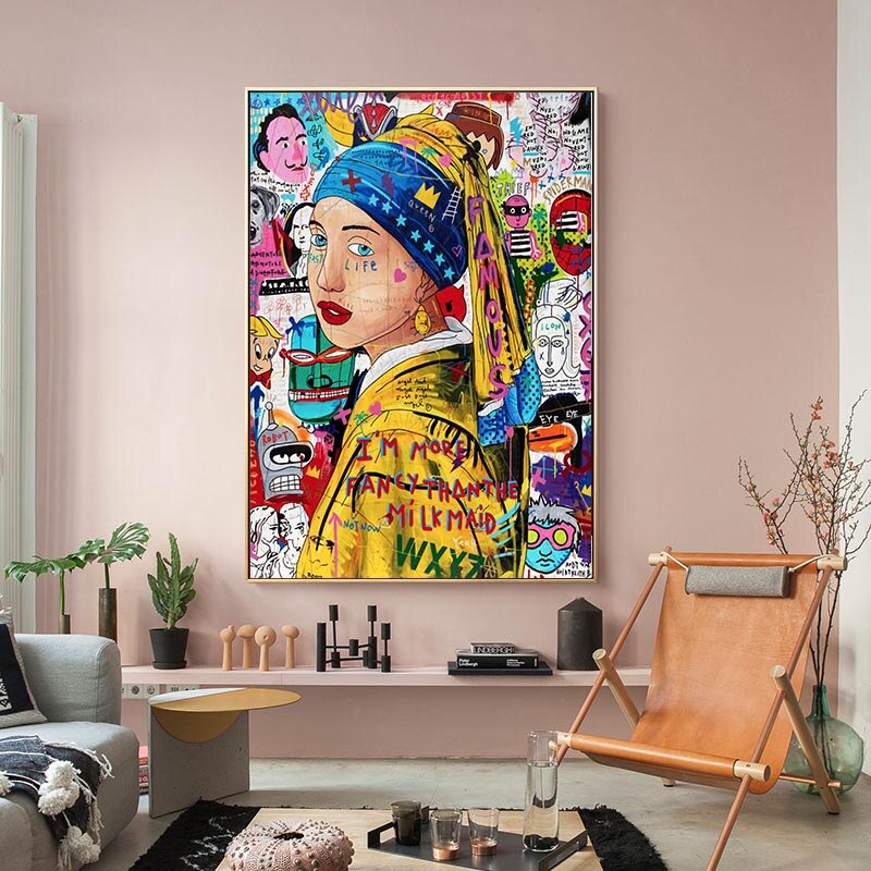 Pop Poster Girl With The Pearl Canvas Wall Art-MinimalisticDecor.com