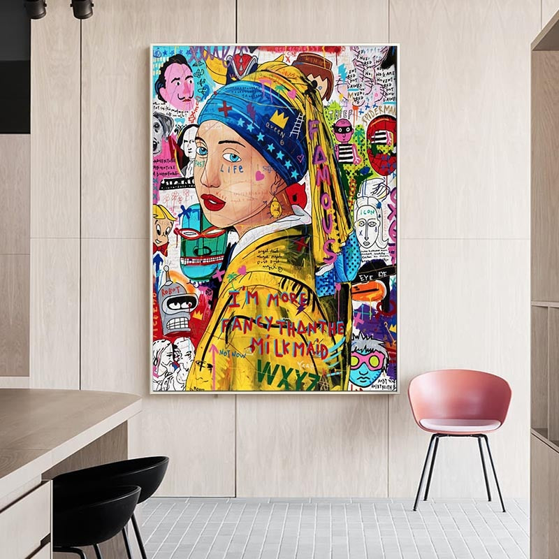 Pop Poster Girl With The Pearl Canvas Wall Art-MinimalisticDecor.com