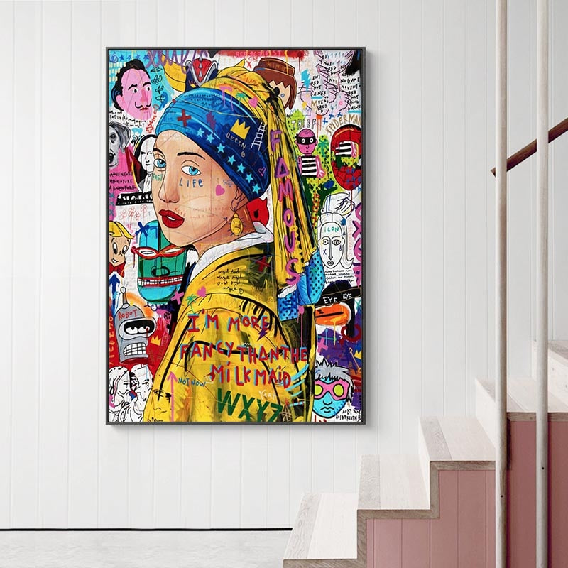 Pop Poster Girl With The Pearl Canvas Wall Art-MinimalisticDecor.com