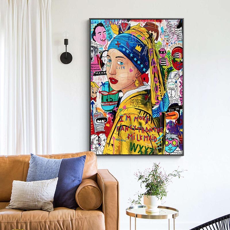 Pop Poster Girl With The Pearl Canvas Wall Art-MinimalisticDecor.com