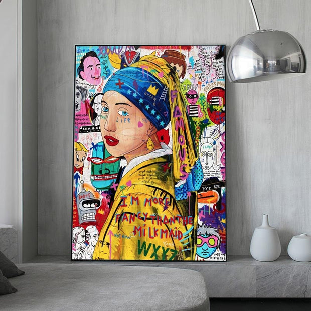 Pop Poster Girl With The Pearl Canvas Wall Art-MinimalisticDecor.com