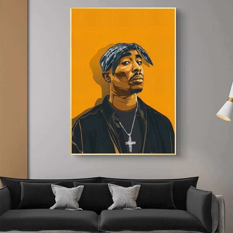 Portrait of TuPac Canvas Wall Art-MinimalisticDecor.com