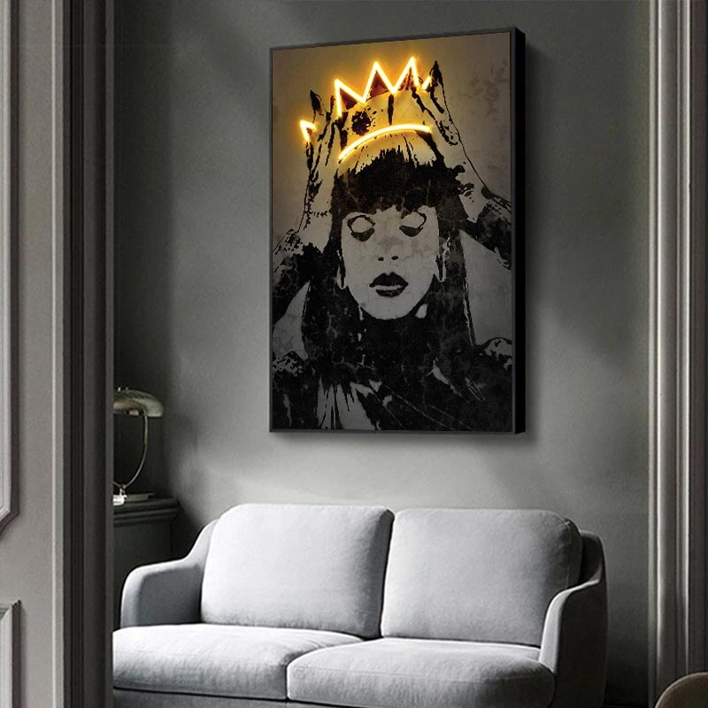Princess Crown Neon Canvas Wall Art-MinimalisticDecor.com