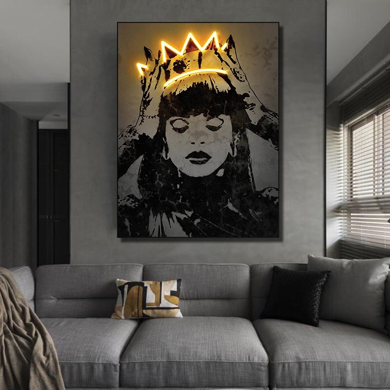 Princess Crown Neon Canvas Wall Art-MinimalisticDecor.com