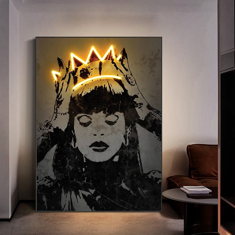 Princess Crown Neon Canvas Wall Art-MinimalisticDecor.com