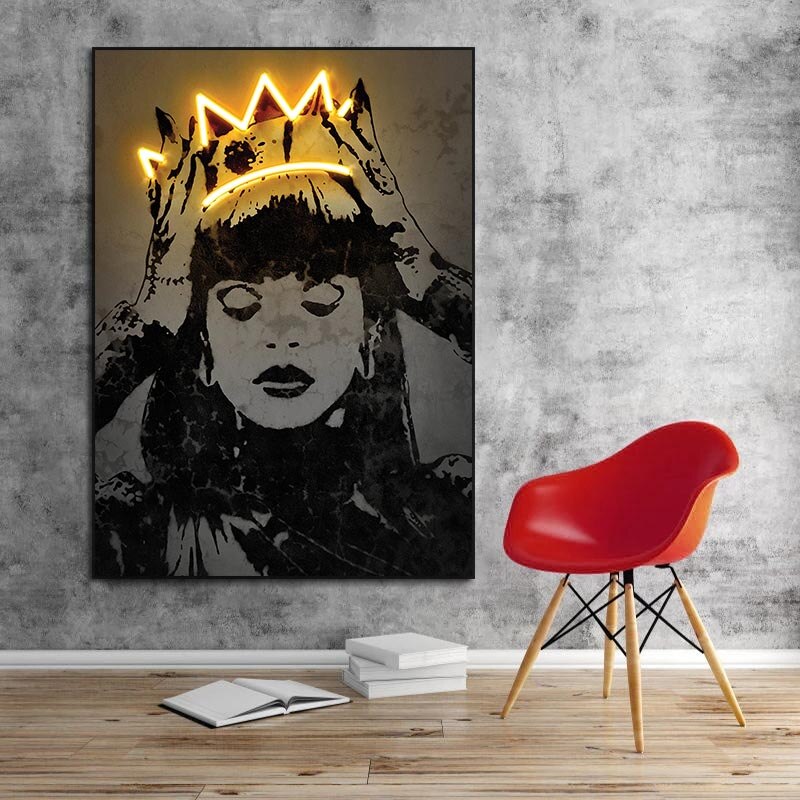 Princess Crown Neon Canvas Wall Art-MinimalisticDecor.com